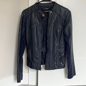 Express Faux Leather Navy Jacket